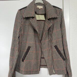 Promesa Houndstooth‎ Motorcycle Jacket, Wide Lapel Collar, Small, RJJJ8776